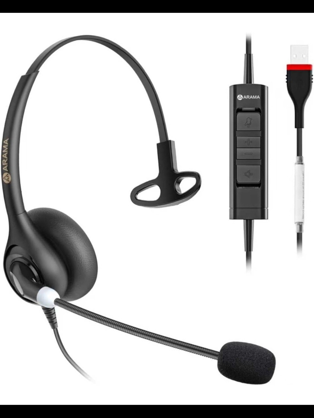 Arama USB Headset with Microphone for PC Noise Cancelling & Volume Control USB